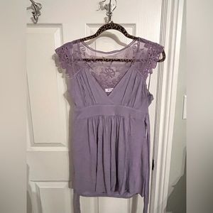Lilac Babydoll Top with Floral Lace